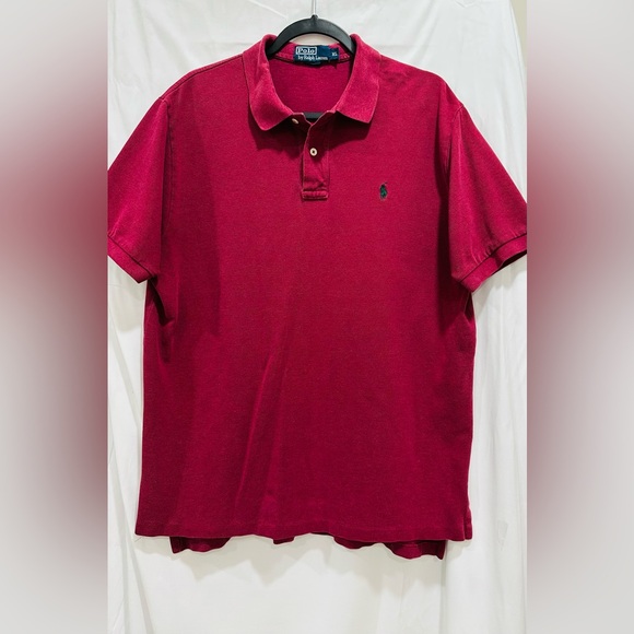 Ralph Lauren Men's‎ Short Sleeve Polo Shirt Maroon 2 Button Size XL - Picture 1 of 6